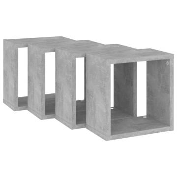 Wall Cube Shelves 4 pcs - Concrete Grey | Hipomarket UK