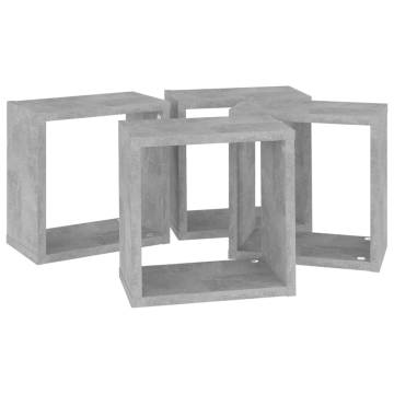 Wall Cube Shelves 4 pcs - Concrete Grey | Hipomarket UK