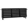 Tool Trolley with 15 Drawers - Durable Steel Black