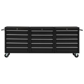 Tool Trolley with 15 Drawers - Durable Steel Black