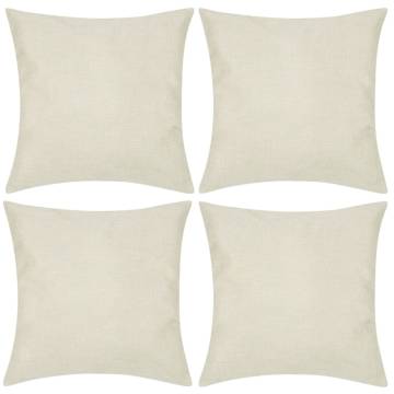 4 Beige Linen-Look Cushion Covers 80 x 80 cm | HipoMarket