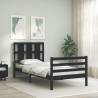 Bed Frame with Headboard Black Small Single Solid Wood Colour black Size 75 x 190 cm 