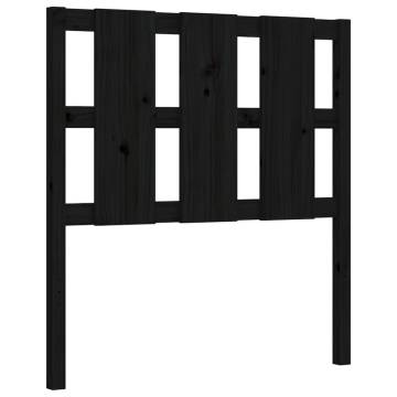 Black Small Single Bed Frame with Headboard - Solid Wood