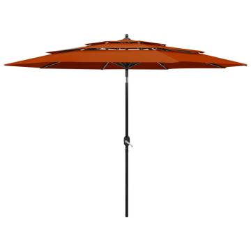 Terracotta 3-Tier Parasol with Aluminium Pole - 3m | HipoMarket