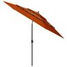 Terracotta 3-Tier Parasol with Aluminium Pole - 3m | HipoMarket