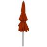 Terracotta 3-Tier Parasol with Aluminium Pole - 3m | HipoMarket