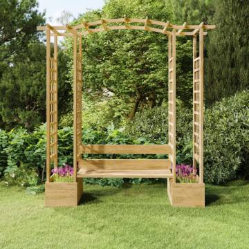 Garden Pergola with Bench & Planters | Solid Pinewood