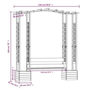 Garden Pergola with Bench & Planters | Solid Pinewood