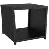 Stylish Tea Table with Glass Top - Black Poly Rattan