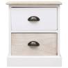 Elegant White & Natural Nightstand - 38x28x45 cm