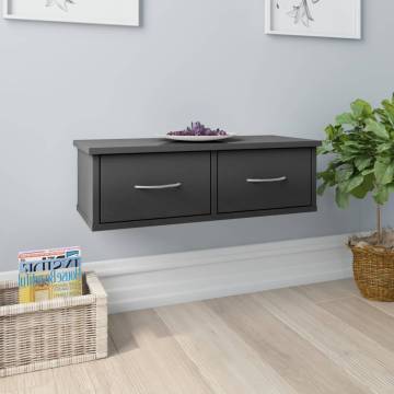 Wall-Mounted Drawer Shelf - High Gloss Grey 60x26 cm | Hipo Market