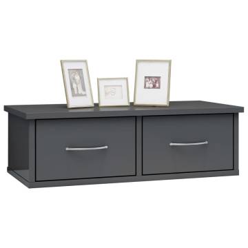 Wall-Mounted Drawer Shelf - High Gloss Grey 60x26 cm | Hipo Market