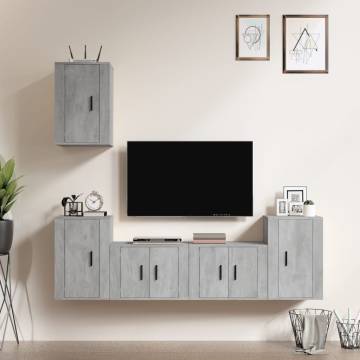 5 Piece Concrete Grey TV Cabinet Set | Stylish & Practical