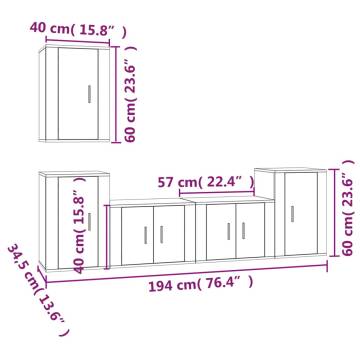 5 Piece Concrete Grey TV Cabinet Set | Stylish & Practical