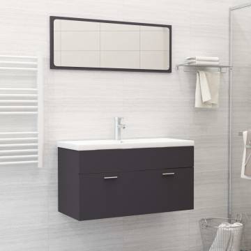 Stylish Grey Engineered Wood Bathroom Furniture Set