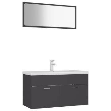 Stylish Grey Engineered Wood Bathroom Furniture Set