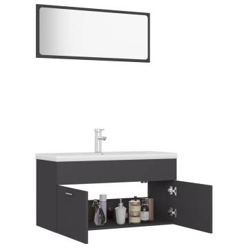 Stylish Grey Engineered Wood Bathroom Furniture Set