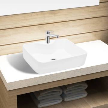 Stylish White Ceramic Bathroom Sink with Faucet Hole