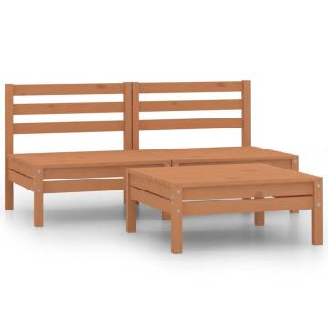 3 Piece Garden Lounge Set - Solid Pinewood Honey Brown