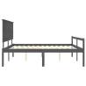 Grey Solid Wood Bed Frame with Headboard - 200x200 cm