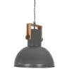 Industrial Hanging Lamp 25W Grey Round Mango Wood 42cm E27