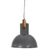 Industrial Hanging Lamp 25W Grey Round Mango Wood 42cm E27