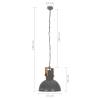 Industrial Hanging Lamp 25W Grey Round Mango Wood 42cm E27