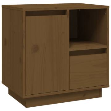 Elegant Honey Brown Bedside Cabinet - Solid Pine Wood