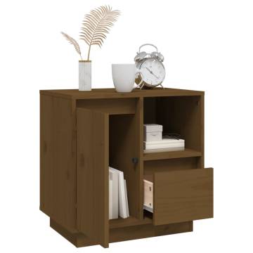 Elegant Honey Brown Bedside Cabinet - Solid Pine Wood