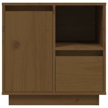 Elegant Honey Brown Bedside Cabinet - Solid Pine Wood