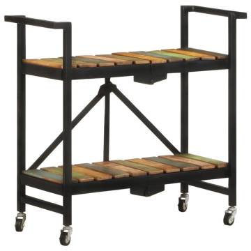 Rustic Kitchen Trolley - Solid Reclaimed Wood, 87x36x81 cm