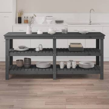 Work Bench Grey 181x50x80 cm Solid Wood Pine - Durable & Stylish