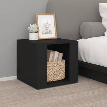 Elegant Black Bedside Table - 41x40x36 cm Engineered Wood