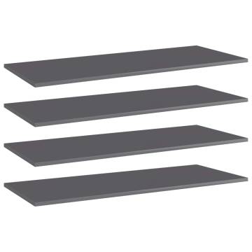 High Gloss Grey Bookshelf Boards - 4 pcs | HipoMarket UK