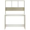 Stylish Desk with Shelf - White & Sonoma Oak | 110x45x157 cm