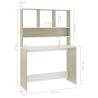 Stylish Desk with Shelf - White & Sonoma Oak | 110x45x157 cm