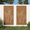 Garden Wall Decorations - Corten Steel Flower Design (2pcs)