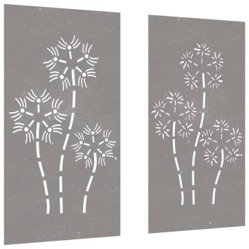 Garden Wall Decorations - Corten Steel Flower Design (2pcs)