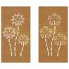 Garden Wall Decorations - Corten Steel Flower Design (2pcs)