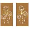 Garden Wall Decorations - Corten Steel Flower Design (2pcs)