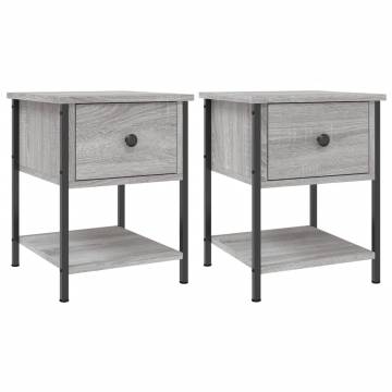 Elegant Grey Sonoma Bedside Tables - 2 pcs | Hipomarket UK