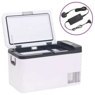 25L Portable Cool Box with Handle - Black & White | HipoMarket