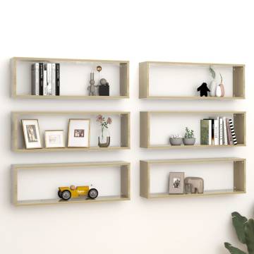 Wall Cube Shelf Set - 6 pcs Sonoma Oak | Stylish Storage Solution