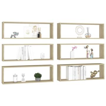 Wall Cube Shelf Set - 6 pcs Sonoma Oak | Stylish Storage Solution