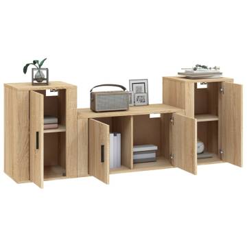 3 Piece TV Cabinet Set in Sonoma Oak | Stylish and Practical