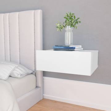 Sleek Floating Nightstand - White 40x30x15cm Engineered Wood