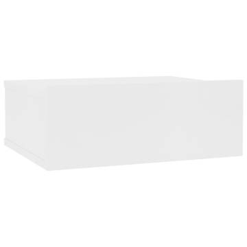 Sleek Floating Nightstand - White 40x30x15cm Engineered Wood