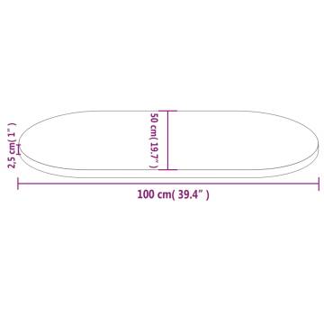 Table Top 100x50 cm | Solid Wood Pine Oval - HiPoMarket UK