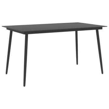 Garden Dining Table Black 150x90 cm | Durable Steel & Glass