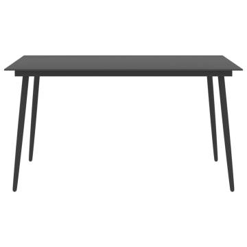 Garden Dining Table Black 150x90 cm | Durable Steel & Glass